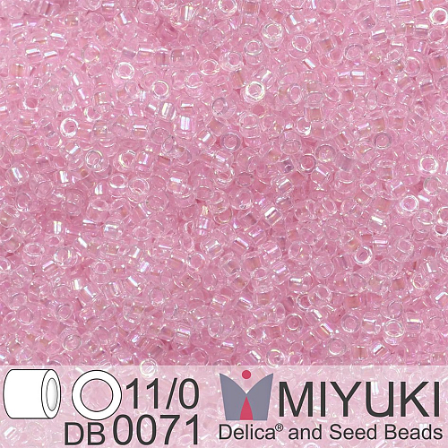 Korálky Miyuki Delica 11/0. Barva Tr Pink AB DB0071. Balení 5g.