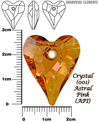 SWAROVSKI Wild Heart Pendant barva CRYSTAL ASTRAL PINK velikost 27mm.