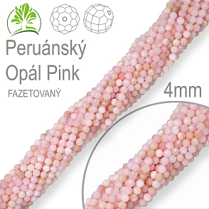 Korálky z minerálů Peruánský Opál Pink Fazetovaný přírodní polodrahokam. Velikost pr.4mm. Balení 95Ks.