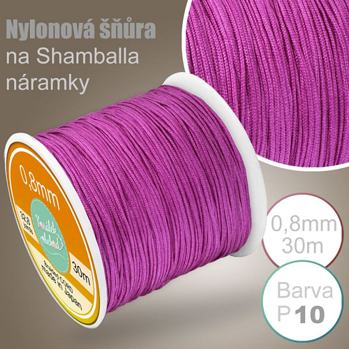 Nylonová šňůra na Shamballa náramky průměr nitě 0,8mm.Výhodné balení 30m. Barva č.P10 Purpurová