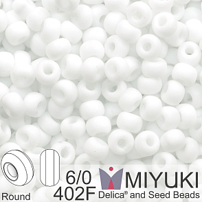 Korálky Miyuki MIX Round 6/0. Barva 402F Matte White. Balení 5g