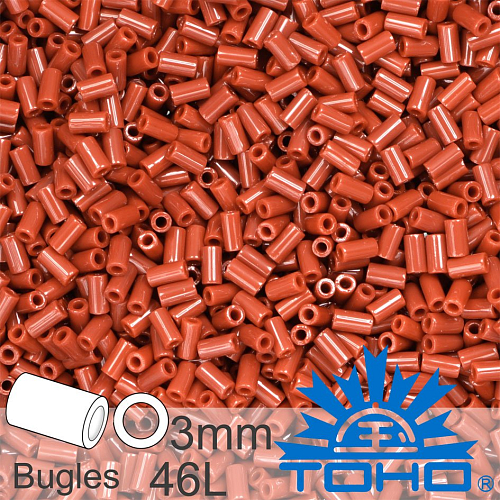 Korálky TOHO tvar BUGLES (válcové). Velikost pr.1,6mm x 3mm. Barva 46L Opaque Terra Cotta. Balení 10g.