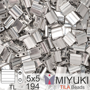 Korálky MIYUKI tvar TILA BEADS velikost 5x5mm. Barva TL-194 Palladium Plated. Balení 3g.