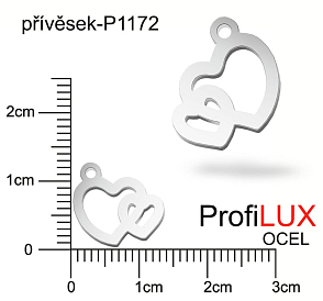 Přívěsek Chirurgická Ocel ozn-P1172 SRDCE v srdci velikost 9x12mm tl.1.0mm. Velikost otvoru pr. 1,5mm. Řada přívěsků ProfiLUX.