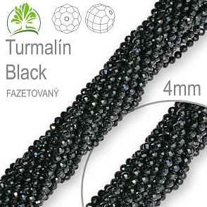 Korálky z minerálů Turmalín Black Fazetovaný přírodní polodrahokam. Velikost pr.4mm. Balení 95Ks.