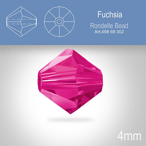 PRECIOSA Bicone MC BEAD (sluníčko) velikost 4mm. Barva FUCHSIA. Balení 31ks .