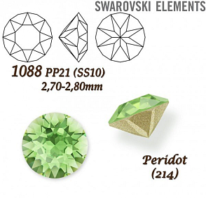 SWAROVSKI ELEMENTS 1088 XIRIUS Chaton PP21 (SS10) 2,70-2,80mm barva Peridot (214).