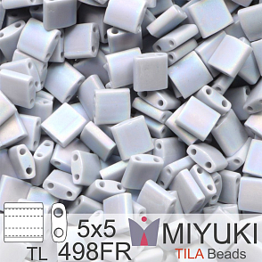 Korálky MIYUKI tvar TILA BEADS velikost 5x5mm. Barva TL 498FR Matte Opaque Gray AB. Balení 5g.