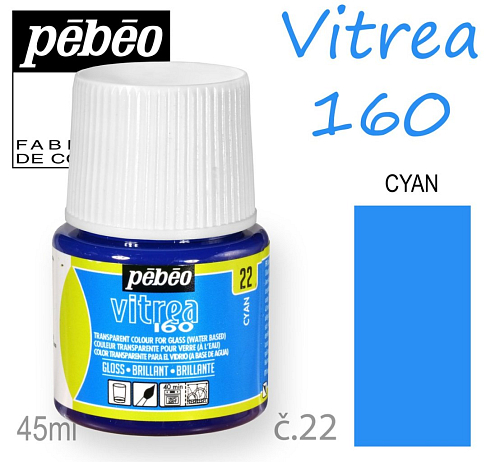 Barva na sklo VITREA 160- vypalovací č.22 CYAN objem 45ml.