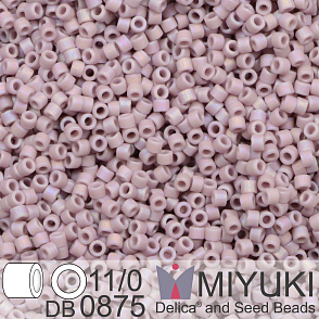 Korálky Miyuki Delica 11/0. Barva Matte Opaque Mauve AB DB0875. Balení 5g.