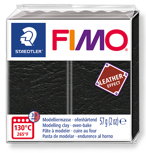 FIMO LEATHER efekt barva ČERNÁ č.909 balení  57g