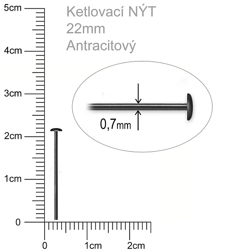 Ketlovací NÝT  velikost 22mm. Barva antracitová..