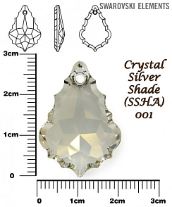 SWAROVSKI 6091 Baroque Pendant barva CRYSTAL SILVER SHADE velikost 28mm