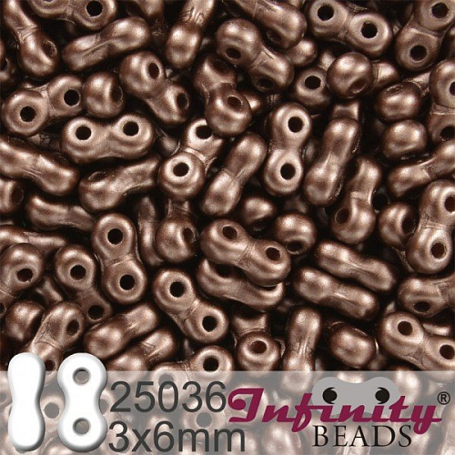 Korálky INFINITY velikost 3x6mm. Barva 25036 voskovaná HNĚDÁ. Balení 10g.