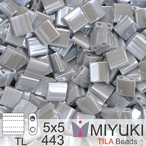 Korálky MIYUKI tvar TILA BEADS velikost 5x5mm. Barva TL 443 Opaque Gray Luster. Balení 5g.