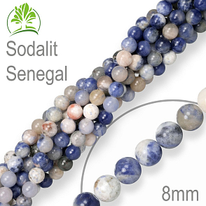 Korálky z minerálů Sodalit Senegal Velikost pr.8mm. Balení 10Ks.