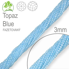 Korálky z minerálů Topaz Blue Fazetovaný polodrahokam. Velikost pr.3mm. Balení 130Ks.