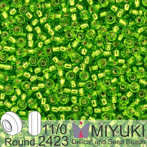 Korálky Miyuki Round 11/0. Barva 2423 S/L Lime. Balení 5g.