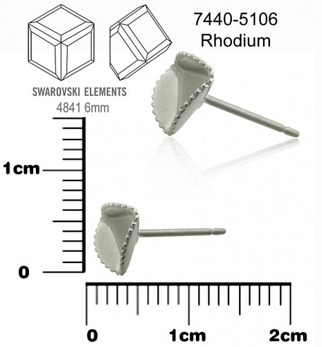 PUZETA na komponenty SWAROVSKI 4841 6mm. Ozn.7440-5106. Barva rhodium.