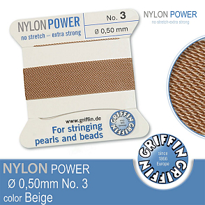 NYLON Power velmi pevná nit GRIFFIN síla nitě 0,50mm Barva Beige