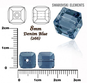 SWAROVSKI CUBE Beads 5601 barva DENIM BLUE velikost 8mm.