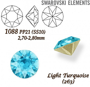 SWAROVSKI ELEMENTS 1088 XIRIUS Chaton PP21 (SS10)  2,70-2,80mm barva barva LIGHT TURQUOISE (263).