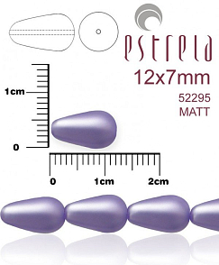 VOSKOVANÉ korále tvar kapka. Velikost 12x7mm. Barva 52295 MATT (matná fialová). Balení 10ks na návleku.