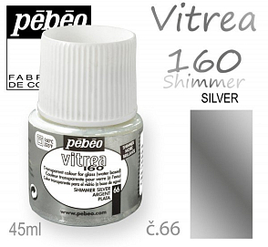 Barva na sklo VITREA 160- vypalovací č.66 SILVER Shimmer (kovově lesklá) objem 45ml.