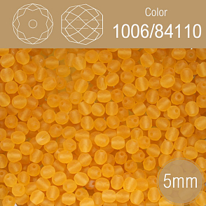 Korálky BROUŠENÉ 5mm. Barva 1006/84110. Průhledná žlutá matná. Balení 80Ks.