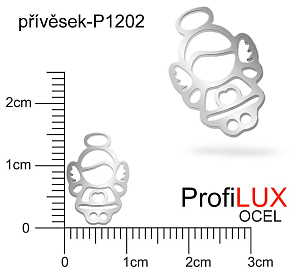 Přívěsek Ocel ozn-P1202 mini ANDÍLEK velikost 15x10mm. Řada přívěsků ProfiLUX