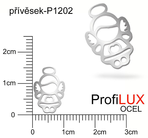 Přívěsek Ocel ozn-P1202 mini ANDÍLEK velikost 15x10mm. Řada přívěsků ProfiLUX