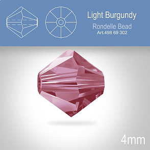 PRECIOSA Bicone MC BEAD (sluníčko) velikost 4mm. Barva LIGHT BURGUNDY. Balení 31ks .