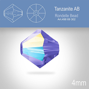 PRECIOSA Bicone MC BEAD (sluníčko) velikost 4mm. Barva TANZANITE  Aurore Boreale. Balení 31ks .