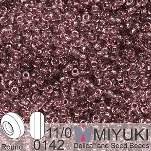 Korálky Miyuki Round 11/0. Barva 0142 Transparent Smoky Amethyst. Balení 5g.