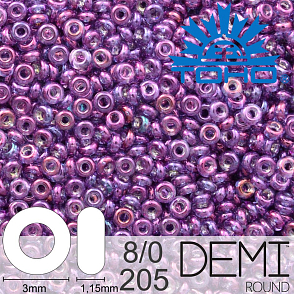 Korálky TOHO Demi Round 8/0. Barva 205 Gold-Lustered Dark Amethyst . Balení 5g