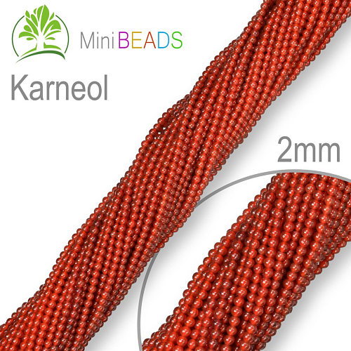 Korálky Mini BEADS Karneol. Velikost pr.2mm. Balení 165Ks.