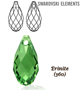 Swarovski 6010 Briolette Pendant 13x6,5mm. Barva ERINITE 