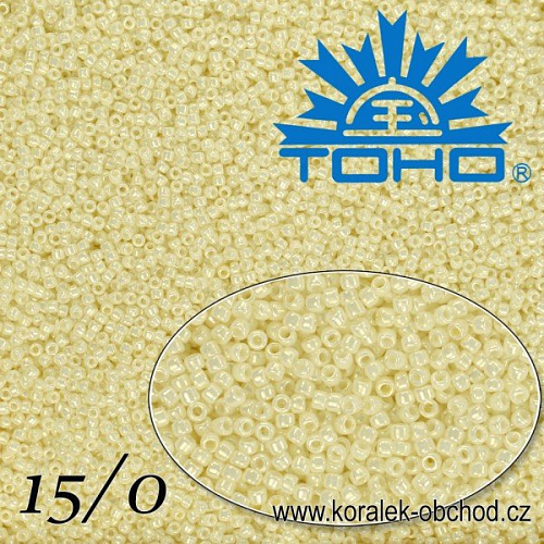 Korálky TOHO tvar ROUND (kulaté). Velikost 15/0. Barva č.122-Opaque-Lustered Navajo White . Balení 5g.