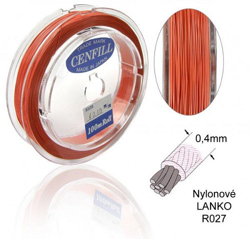 Nylonové LANKO .Barva R027 ORANGE (oranžová). Velikost 0,4mm.