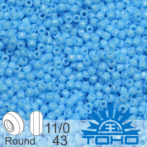 Korálky TOHO tvar ROUND (kulaté). Velikost 11/0. Barva č.43-Opaque Blue Turquoise . Balení 8g.