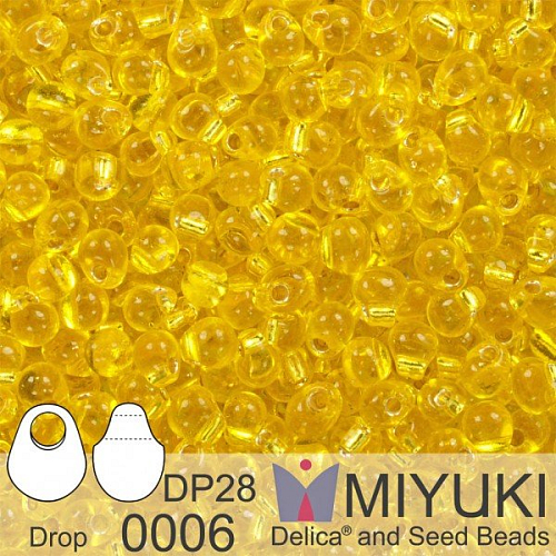 Korálky Miyuki Drop 2,8mm. Barva 0006 S/L Yellow. Balení 5g