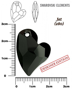 SWAROVSKI 6261 Devoted 2 U Heart  barva JET velikost 27mm.