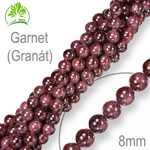 Korálky z minerálů Garnet (Granát) přírodní polodrahokam. Velikost pr.8mm. Balení 10Ks.