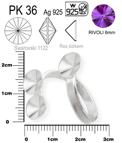 PRSTEN ozn. PK 36. Prsten na rivolky 6mm. Materiál STŘÍBRO AG925.váha 2,23g