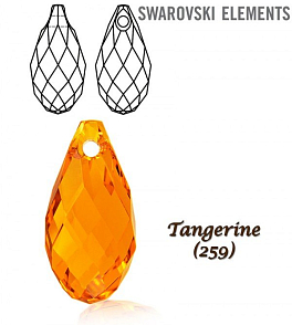 Swarovski 6010 Briolette Pendant 13x6,5mm. Barva Tangerine