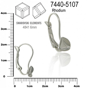 Náušnice na komponenty SWAROVSKI 4841 6mm. Ozn.7440-5107 . Barva rhodium