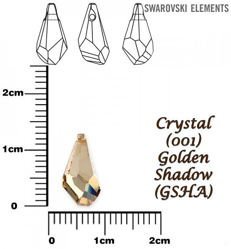 SWAROVSKI POLYGON DROP barva CRYSTAL GOLDEN SHADOW velikost 13mm.