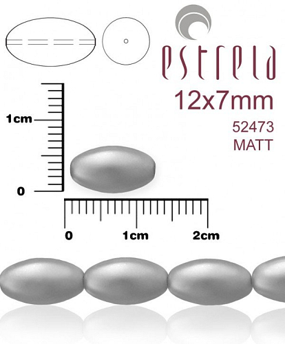 VOSKOVANÉ korále tvar ovál. Velikost 12x7mm. Barva 52473 MATT (matná šedá). Balení 10ks na návleku. 