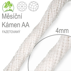 Korálky z minerálů Měsíční Kámen AA Fazetovaný  přírodní polodrahokam. Velikost pr.4mm. Balení 90Ks.