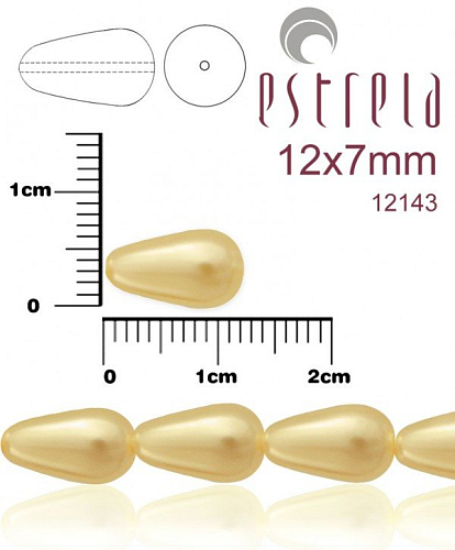 VOSKOVANÉ korále tvar kapka. Velikost 12x7mm. Barva 12143 (béžová). Balení 10ks na návleku. 